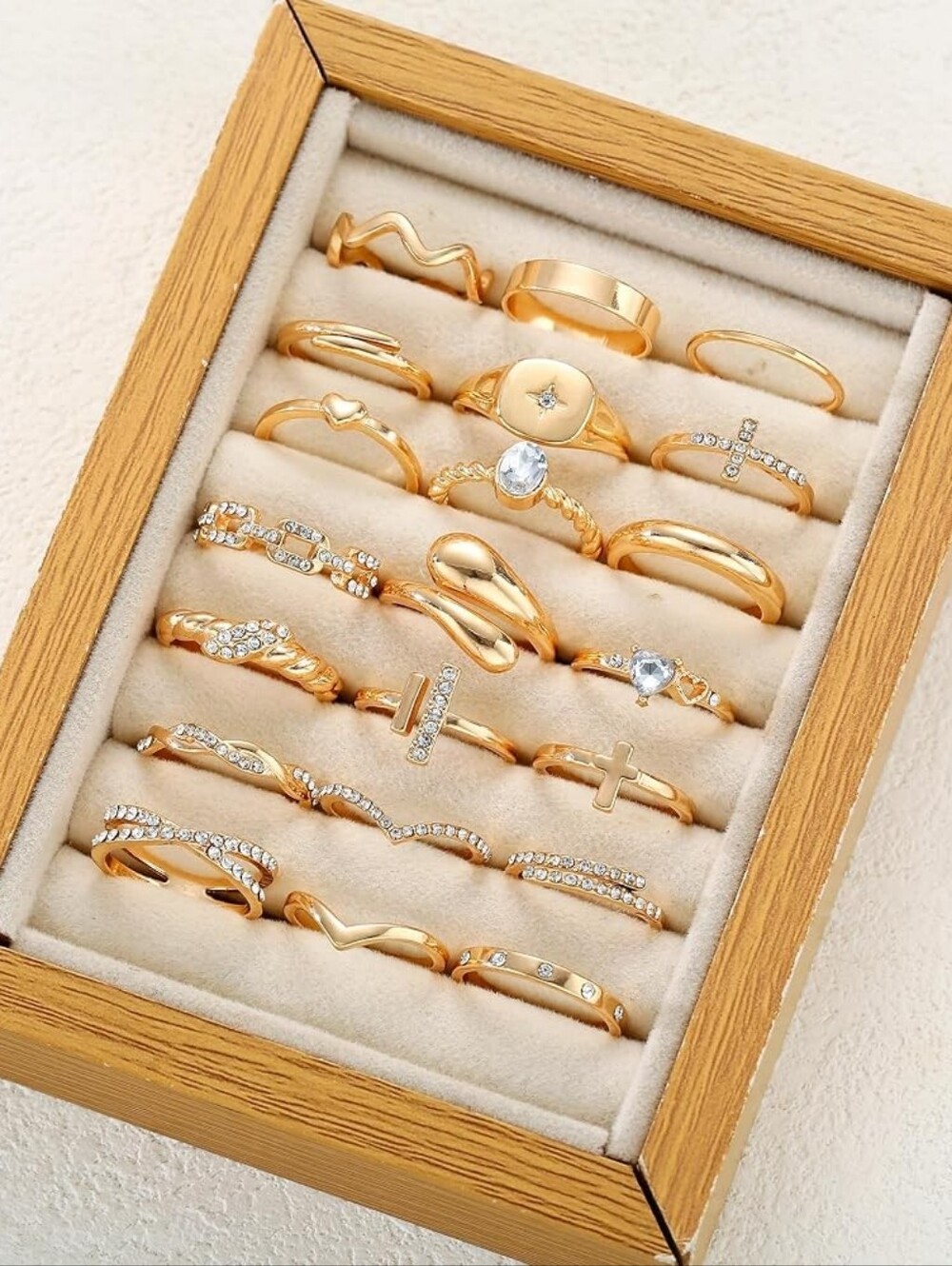 Gold Stackable Rings Set Gold Plated - Picture 9 of 9